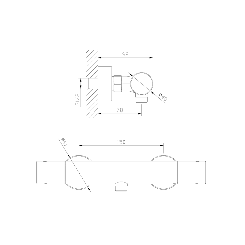 Bateria prysznicowa termostatyczna gun metal mat THERMO AVAPAX ABTH3014T1