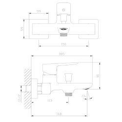 Bateria wannowa ścienna z przełącznikiem natrysku chrom połysk QANIX AVAPAX ABQA211111