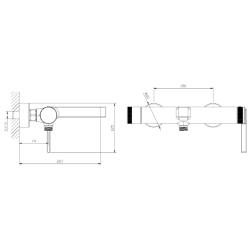 Bateria wannowa ścienna z przełącznikiem natrysku złoty szczotkowany AUREVO AVAPAX ABAU211211