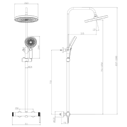 Deszczownica z baterią prysznicową dwufunkcyjną. stal szczotkowana AUREVO AVAPAX ADAU621121