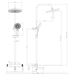 Deszczownica z baterią prysznicowo wannową trzyfunkcyjną stal szczotkowana AUREVO AVAPAX ADAU6312H1