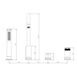 Bateria wannowa 4-otworowa chrom połysk AUREVO AVAPAX ABAU241221