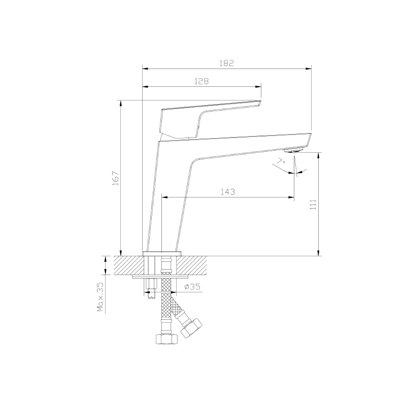 Bateria umywalkowa stojąca chrom połysk VELLANO AVAPAX ABVE111111