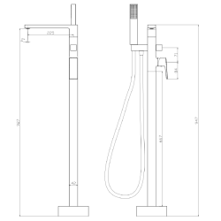 Bateria wannowa wolnostojąca z zestawem natryskowym chrom połysk VELLANO AVAPAX ABVE221111