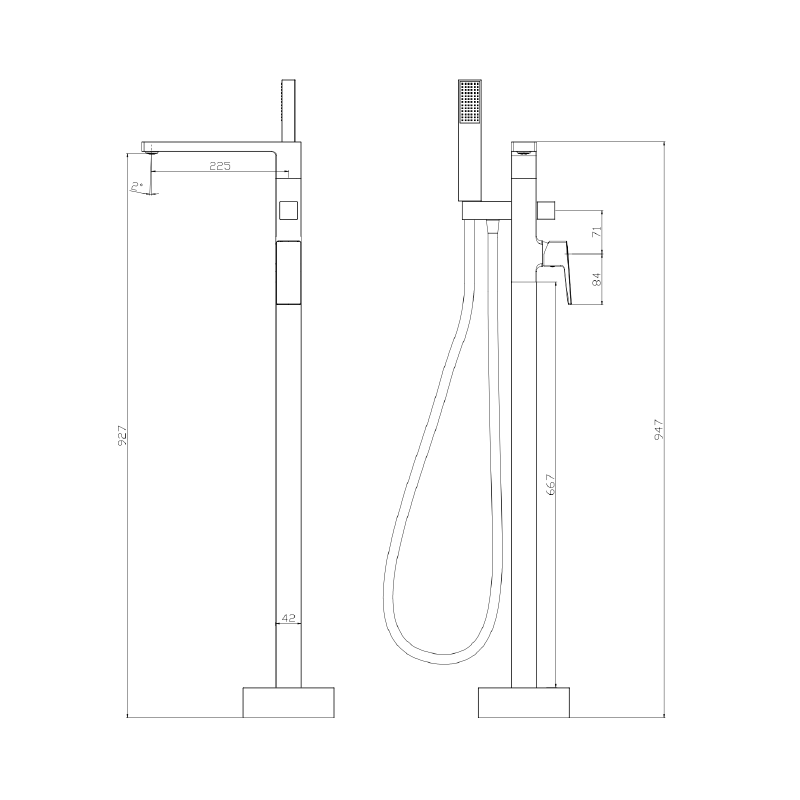 Bateria wannowa wolnostojąca z zestawem natryskowym chrom połysk VELLANO AVAPAX ABVE221111