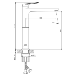 Bateria umywalkowa stojąca wysoka - nablatowa chrom połysk LUNEPO AVAPAX ABLU131111