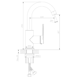 Bateria kuchenna stojąca z wylewką U chrom połysk LUNEPO AVAPAX ABLU171111