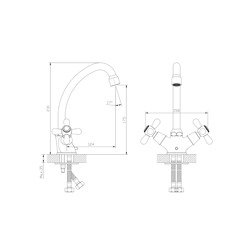 Bateria umywalkowa stojąca dwuuchwytowa chrom połysk ZAHARRA AVAPAX ABZA111111