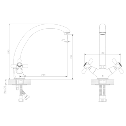 Bateria kuchenna stojąca dwuuchwytowa chrom połysk ZAHARRA AVAPAX ABZA1711O1