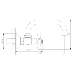 Bateria kuchenna ścienna dwuuchwytowa chrom połysk ZAHARRA AVAPAX ABZA161111