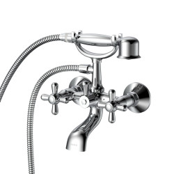 Bateria wannowa ścienna dwuuchwytowa z zestawem natryskowym stal szczotkowana ZAHARRA AVAPAX ABZA211121