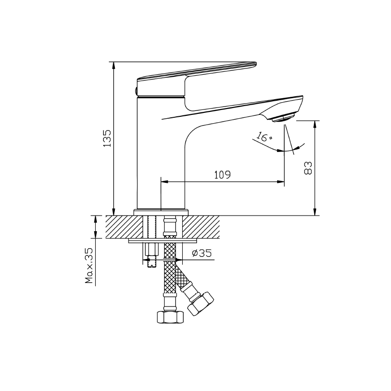 Bateria umywalkowa stojąca chrom połysk TRIXAN AVAPAX ABTR111111