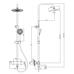Deszczownica z baterią prysznicowo wannową trzyfunkcyjną stal szczotkowana TRIXAN AVAPAX ADTR6311H1