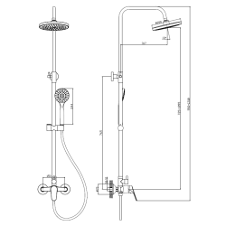 Deszczownica z baterią prysznicową dwufunkcyjną stal szczotkowana WELORA AVAPAX ADWE6211C1