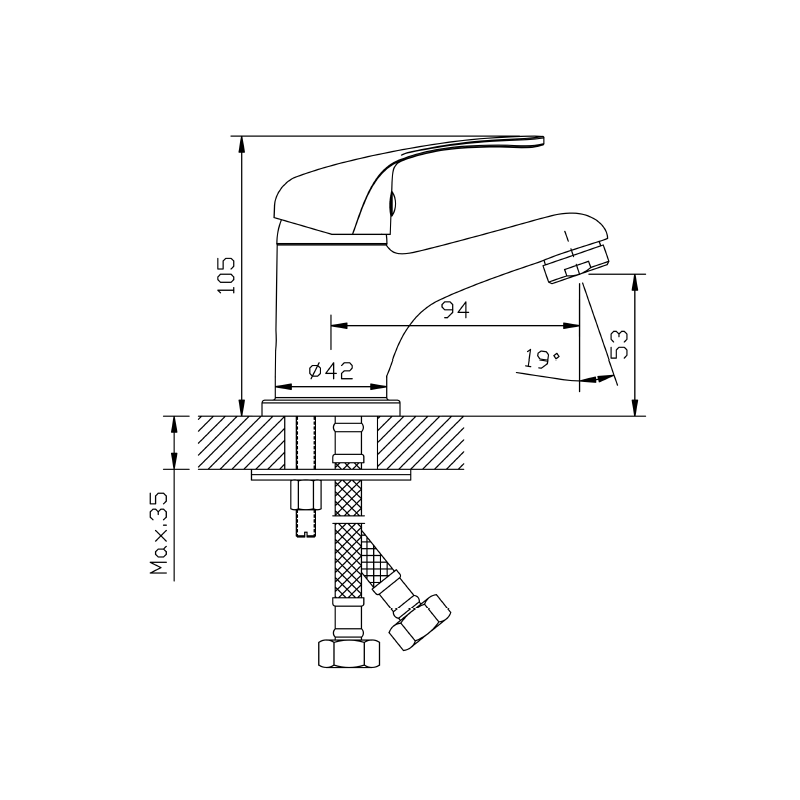 Bateria umywalkowa stojąca chrom połysk TARO AVAPAX ABTA111111
