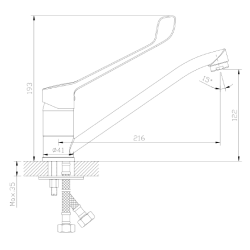 Bateria kuchenna stojąca z dźwignią Medico chrom połysk MEDICAL AVAPAX ABME1511M2
