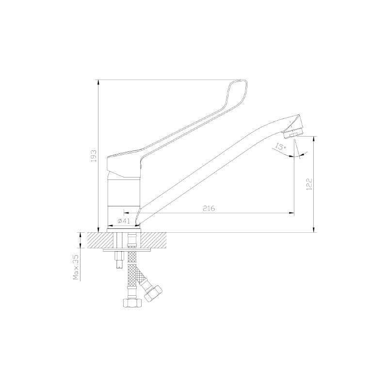 Bateria kuchenna stojąca z dźwignią Medico chrom połysk MEDICAL AVAPAX ABME1511M2