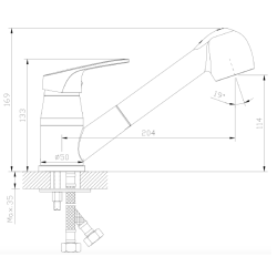 Bateria kuchenna stojąca z wyciąganą wylewką, dwa rodzaje strumienia chrom połysk ONCLO AVAPAX ABON7211W1