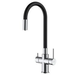 Bateria kuchenna stojąca z elastyczną wylewką i podłączeniem do filtra wody chrom połysk DAPUR AVAPAX ABDA7517F2