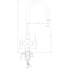 Bateria kuchenna stojąca z elastyczną wylewką i podłączeniem do filtra wody chrom połysk DAPUR AVAPAX ABDA7517F2