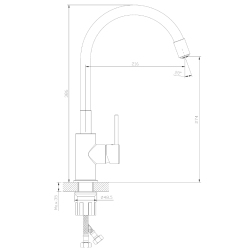 Bateria kuchenna stojąca z elastyczną wylewką chrom połysk LAPUR AVAPAX ABLA7217F2