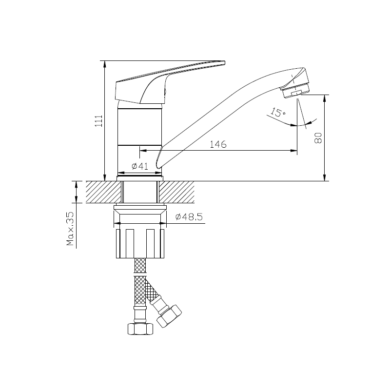 Bateria kuchenna stojąca z obrotową wylewką chrom połysk ONCLO AVAPAX ABON7211O1