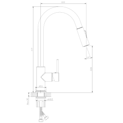 Bateria kuchenna z wyciąganą wylewką - dwa rodzaje strumienia czarny mat DAPUR AVAPAX ABDA7113W1