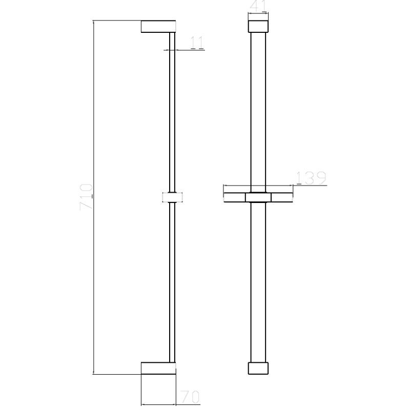 Drążek prysznicowy ze stali nierdzewnej z uchwytem na słuchawkę prysznicową stal szczotkowana CUBE AVAPAX AACU111311