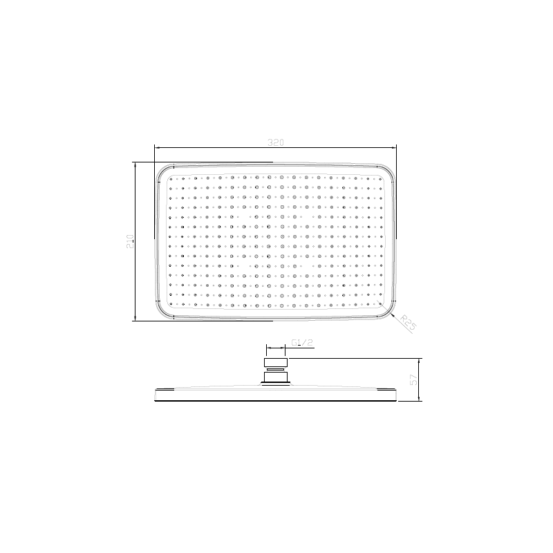 Głowica deszczowni prostokątna 32x21 cm czarny mat QANIX AVAPAX AGQA151311