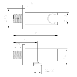 Przyłącze kątowe z uchwytem na słuchawkę proste gun metal mat CUBE AVAPAX APCH121411