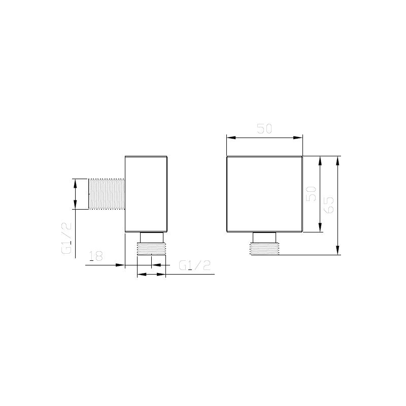 Przyłącze kątowe proste gun metal mat CUBE AVAPAX APCU111411