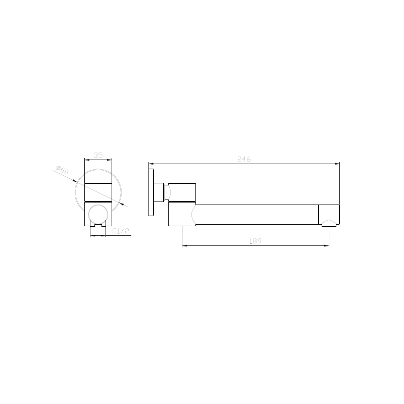 Wylewka wannowa do baterii podtynkowych gun metal mat RONDE AVAPAX AYRO221411