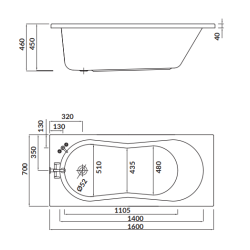 Cersanit wanna prostokątna Nike 160x70 z syfonem i nóżkami