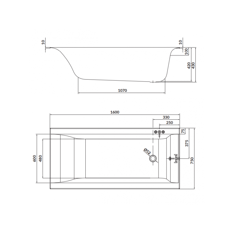 Cersanit wanna prostokątna Larga Slim 160x75 z syfonem i nóżkami