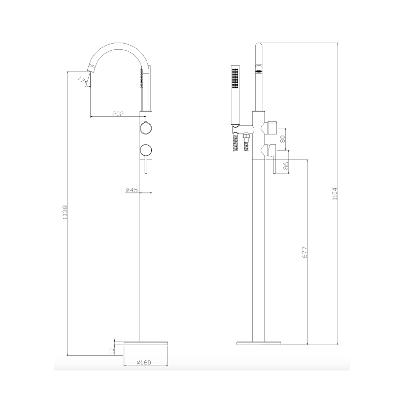 Bateria wannowa wolnostojąca z zestawem natryskowym gun metal mat ULTIMATE AVAPAX ABUL221421