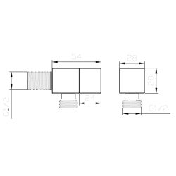 Zawór kątowy przyłączeniowy 1/2x3/8 mosiężny gun metal mat CUBE AVAPAX AOCU211411