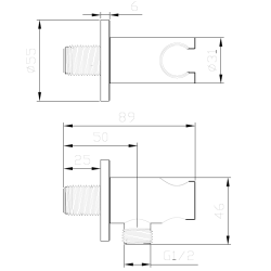 Przyłącze kątowe z uchwytem na słuchawkę proste chrom połysk RONDE AVAPAX APRO121111