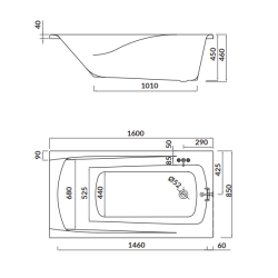 Cersanit wanna prostokątna Zen 160x85 z białą obudową, syfonem i nóżkami