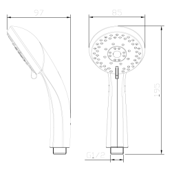 Słuchawka prysznicowa  5F - pieciofunkcyjna chrom połysk WELORA AVAPAX ASWE151111