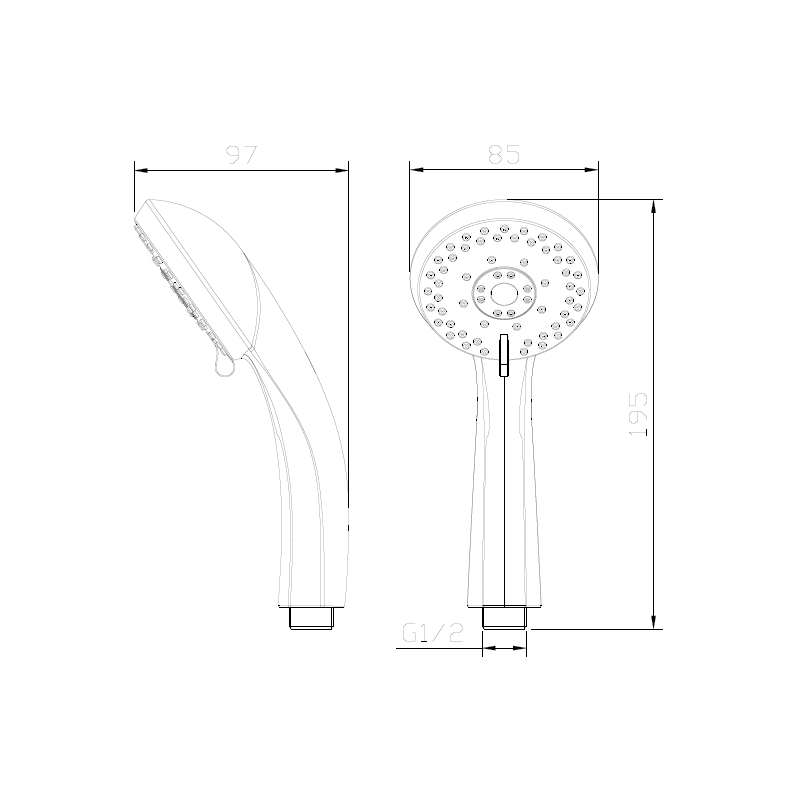 Słuchawka prysznicowa  5F - pieciofunkcyjna chrom połysk WELORA AVAPAX ASWE151111