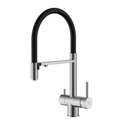 Avapax Bateria kuchenna stojąca z elastyczną wylewką i podłączeniem do filtra wody, dwa rodzaje strumienia stal szczotkowana