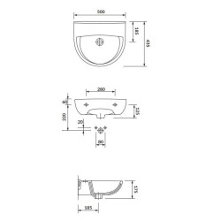 Cersanit umywalka President 50 cm z syfonem i korkiem click-clack