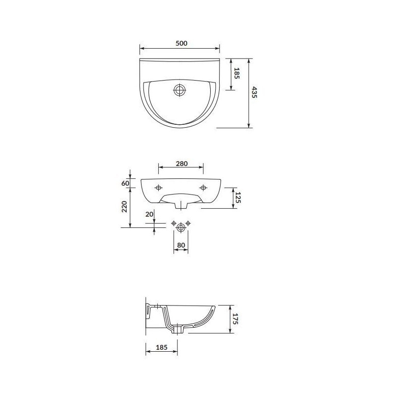 Cersanit umywalka President 50 cm z syfonem i korkiem click-clack