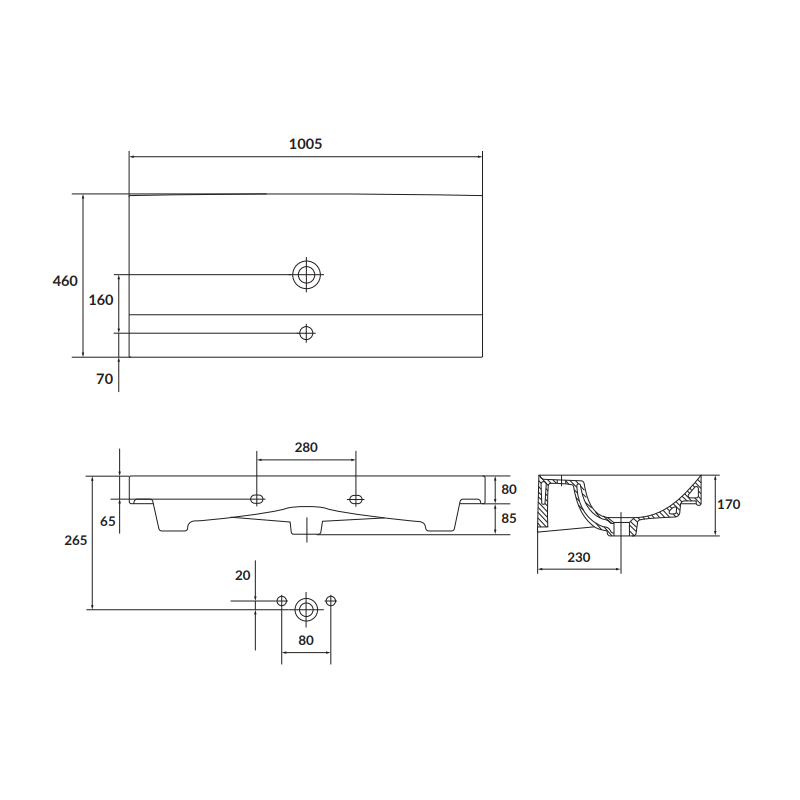 Cersanit szafka z umywalką Larga 100 ze srebrnymi uchwytami