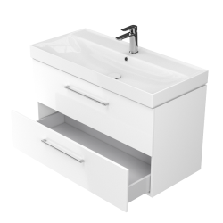 Cersanit szafka z umywalką Larga 100 z czarnymi uchwytami