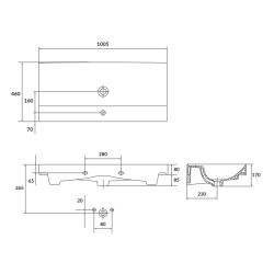 Cersanit szafka z umywalką Larga 100 z czarnymi uchwytami