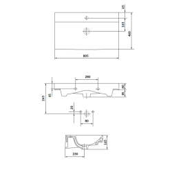 Cersanit szafka z umywalką Larga 80 ze srebrnymi uchwytami