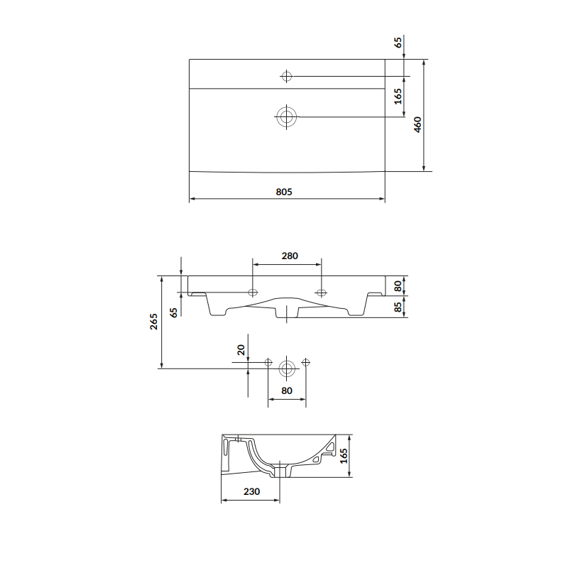 Cersanit szafka z umywalką Larga 80 ze srebrnymi uchwytami