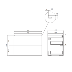 Cersanit szafka z umywalką Larga 80 ze złotymi uchwytami