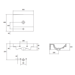 Cersanit szafka z umywalką Larga 50 z czarnymi uchwytami